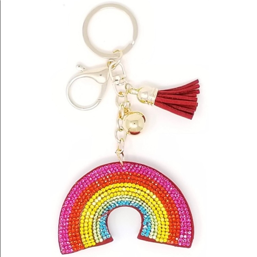 🌈 Brand New Puffy Rainbow Keychain with Sparkles
